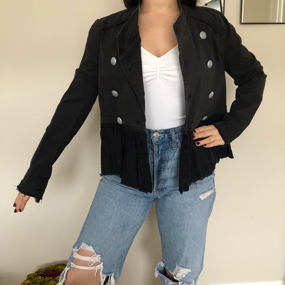 Free People Cropped Peplum Cargo Jacket